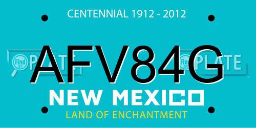 AFV84G New Mexico License Plate