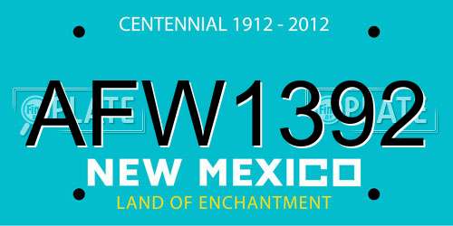 AFW1392 New Mexico License Plate
