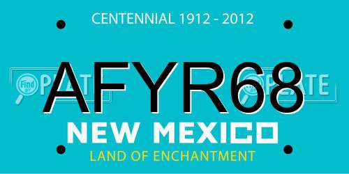 AFYR68 New Mexico License Plate