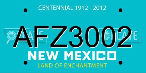 AFZ3002 New Mexico License Plate
