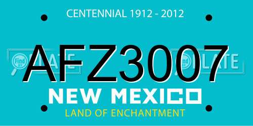 AFZ3007 New Mexico License Plate