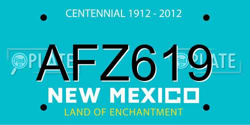 AFZ619 New Mexico License Plate