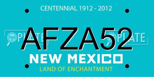 AFZA52 New Mexico License Plate