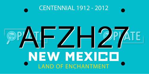 AFZH27 New Mexico License Plate