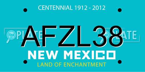AFZL38 New Mexico License Plate