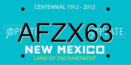 AFZX63 New Mexico License Plate