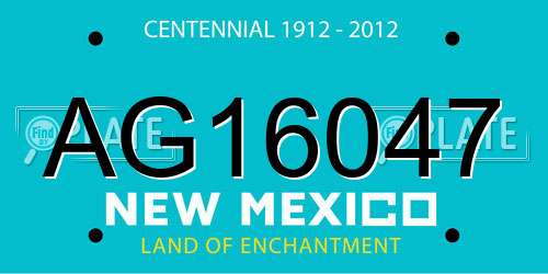 AG16047 New Mexico License Plate