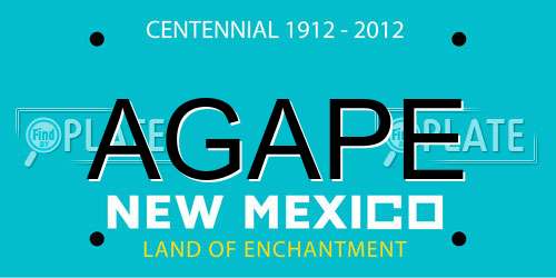 AGAPE New Mexico License Plate