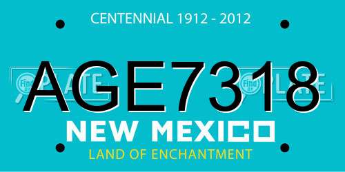 AGE7318 New Mexico License Plate