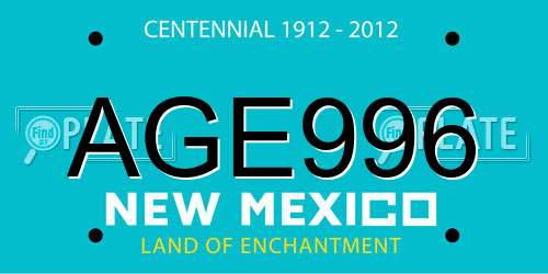 AGE996 New Mexico License Plate
