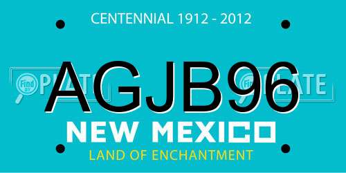 AGJB96 New Mexico License Plate