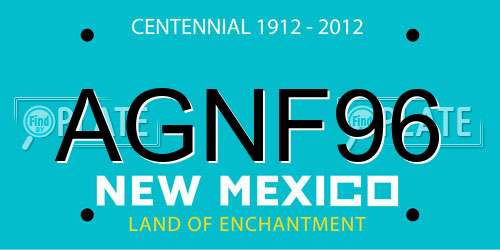 AGNF96 New Mexico License Plate