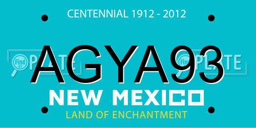 AGYA93 New Mexico License Plate