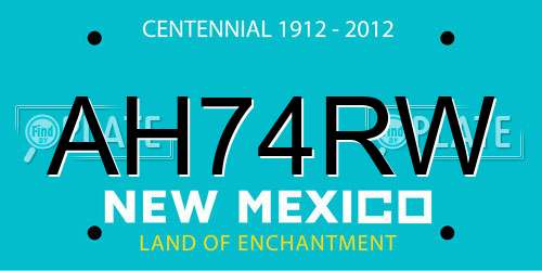 AH74RW New Mexico License Plate