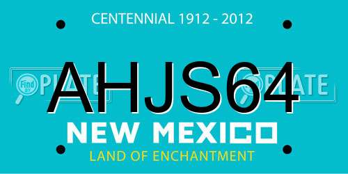 AHJS64 New Mexico License Plate