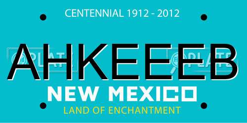 AHKEEEB New Mexico License Plate