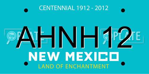 AHNH12 New Mexico License Plate