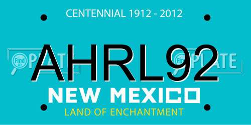 AHRL92 New Mexico License Plate