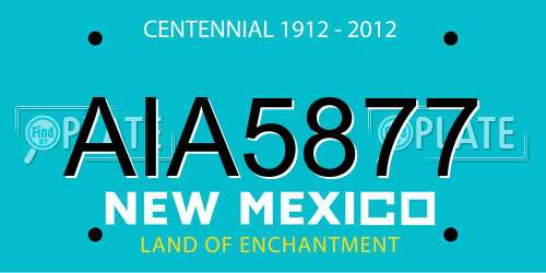 AIA5877 New Mexico License Plate