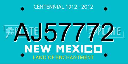 AJ57772 New Mexico License Plate
