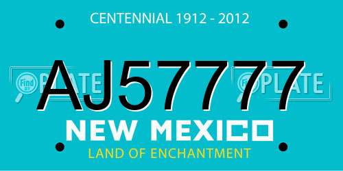 AJ57777 New Mexico License Plate