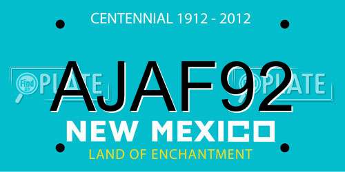 AJAF92 New Mexico License Plate