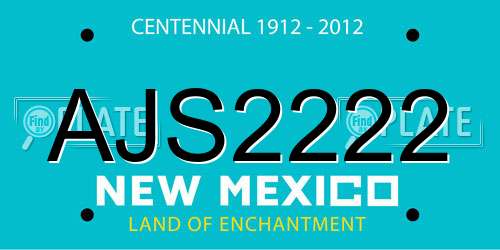 AJS2222 New Mexico License Plate
