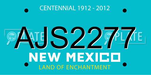 AJS2277 New Mexico License Plate