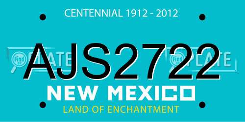 AJS2722 New Mexico License Plate