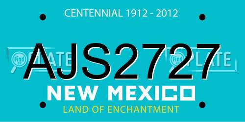 AJS2727 New Mexico License Plate