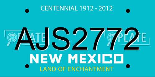 AJS2772 New Mexico License Plate