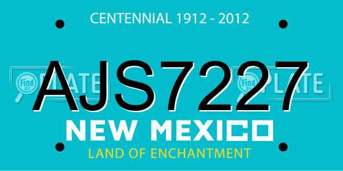 AJS7227 New Mexico License Plate