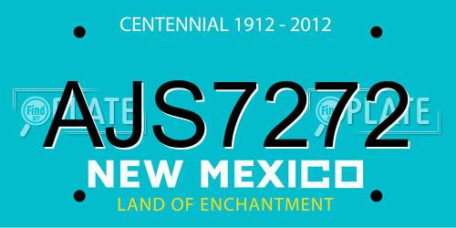 AJS7272 New Mexico License Plate