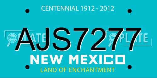 AJS7277 New Mexico License Plate