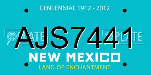 AJS7441 New Mexico License Plate