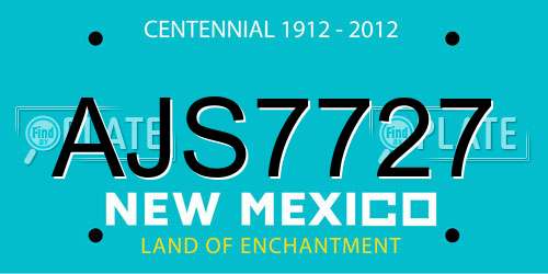 AJS7727 New Mexico License Plate