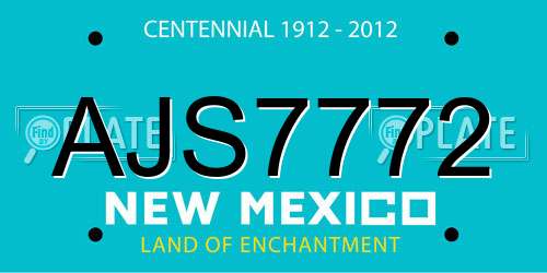 AJS7772 New Mexico License Plate