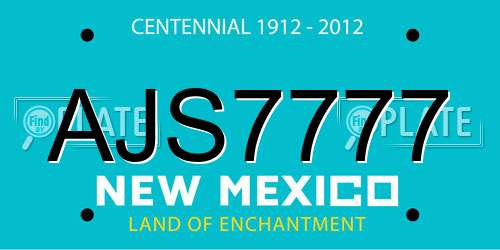 AJS7777 New Mexico License Plate