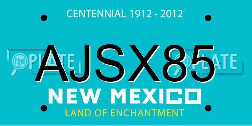 AJSX85 New Mexico License Plate