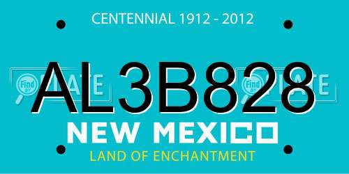 AL3B828 New Mexico License Plate