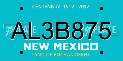 AL3B875 New Mexico License Plate