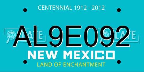 AL9E092 New Mexico License Plate