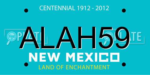 ALAH59 New Mexico License Plate