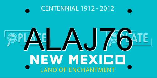 ALAJ76 New Mexico License Plate