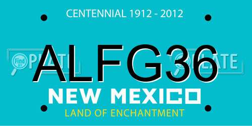 ALFG36 New Mexico License Plate
