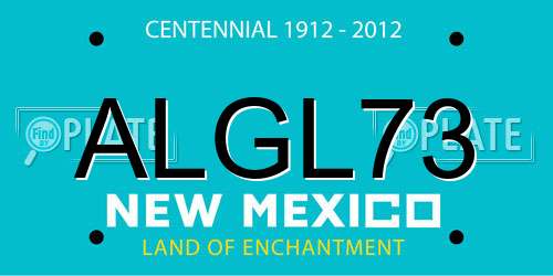ALGL73 New Mexico License Plate