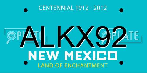 ALKX92 New Mexico License Plate