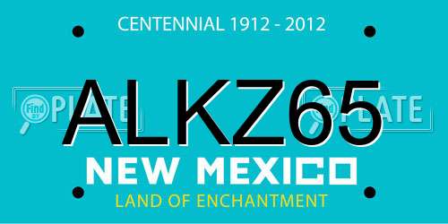 ALKZ65 New Mexico License Plate