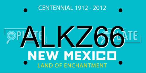 ALKZ66 New Mexico License Plate