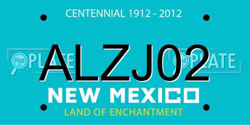 ALZJ02 New Mexico License Plate